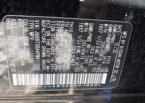 2023 Nissan Rogue Sv Fwd z USA, uszkodzony, nr VIN JN8BT3BA4PW411081